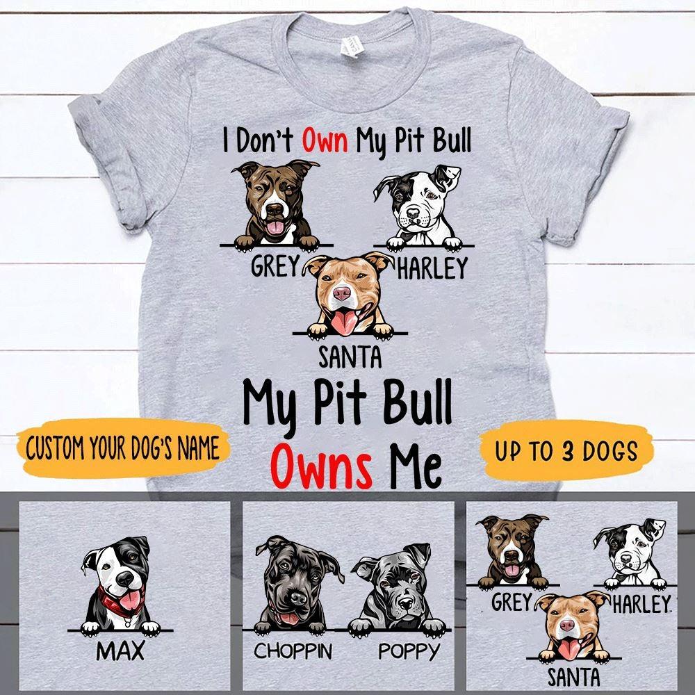 Pit Bull Shirt Personalized Name And Color I Don't Own My Pit Bull, My Pit Bull Owns Me - PERSONAL84