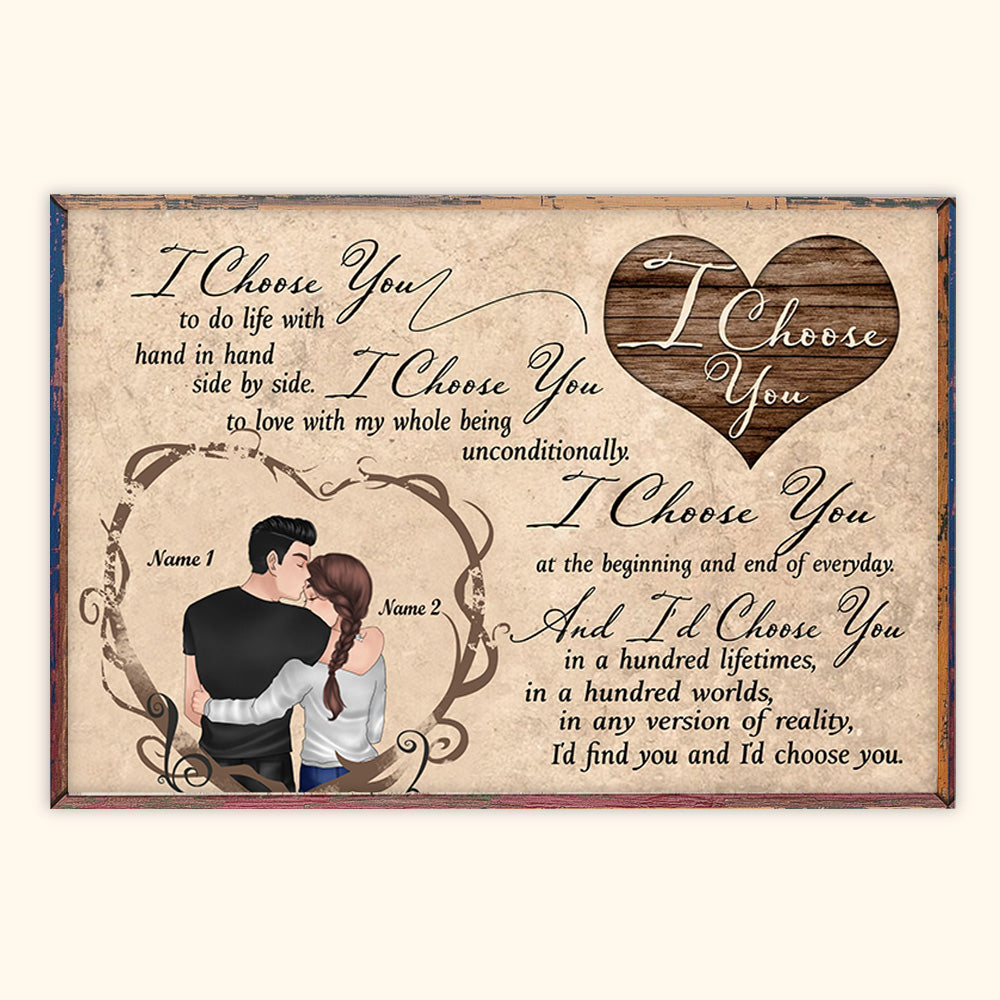 Couple Custom Poster I Choose You To Do Life With Hand In Hand Personalized Gift