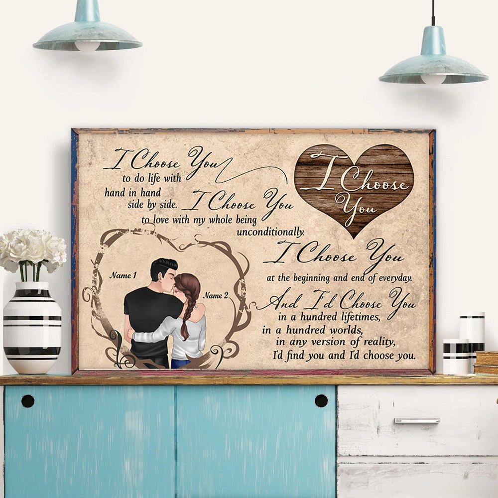 Couple Custom Poster I Choose You To Do Life With Hand In Hand Personalized Gift