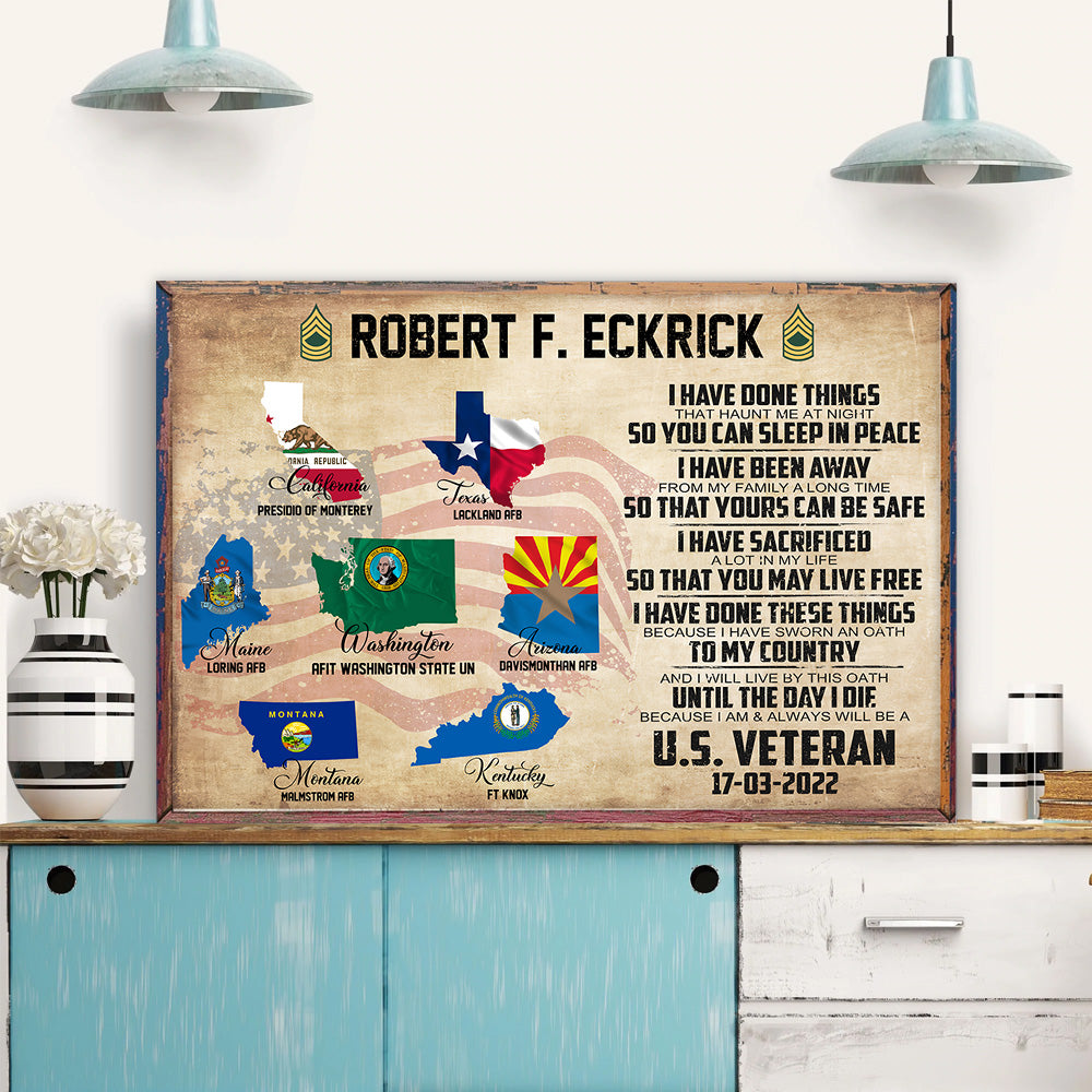 Veteran Custom Poster I Have Done Things That Haunt Me At Night Personalized Gift
