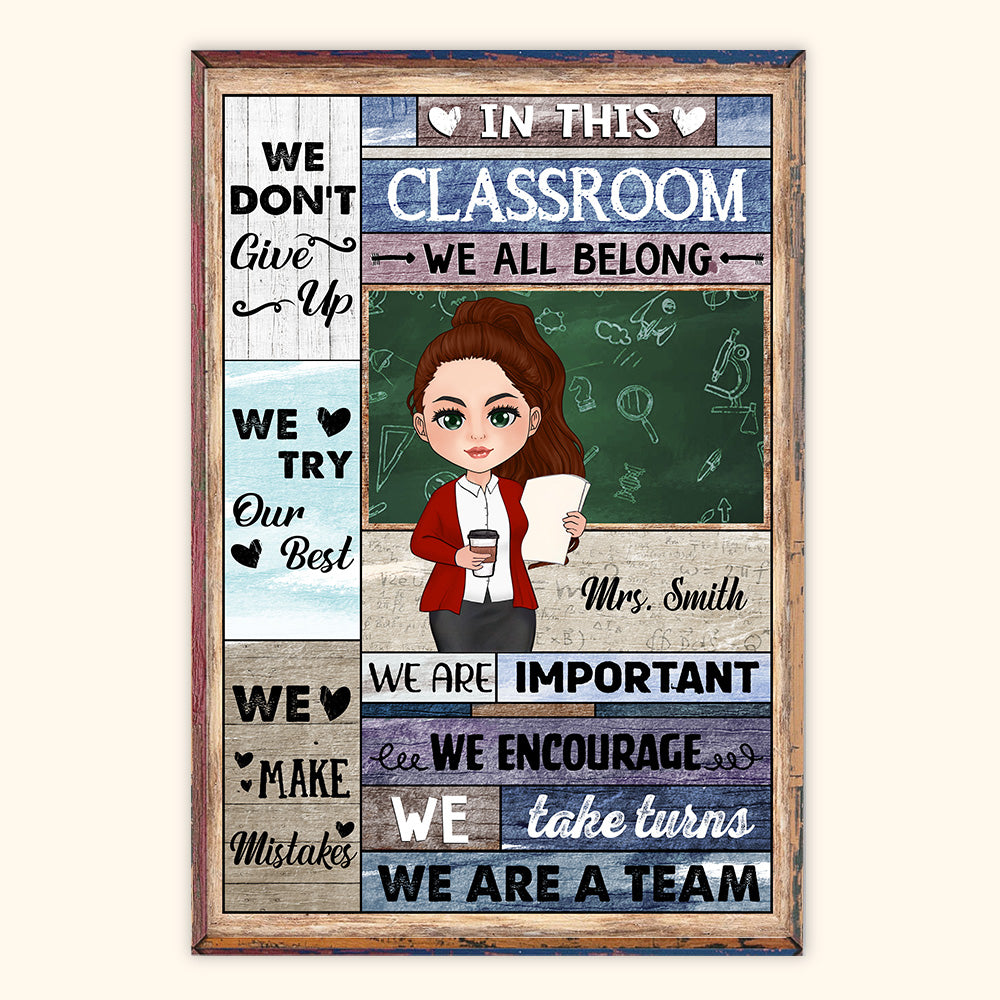 Teacher Custom Poster In This Classroom We Are A Team Personalized Gift