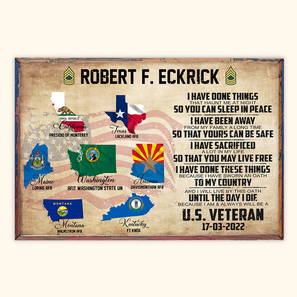 Veteran Custom Poster I Have Done Things That Haunt Me At Night Personalized Gift