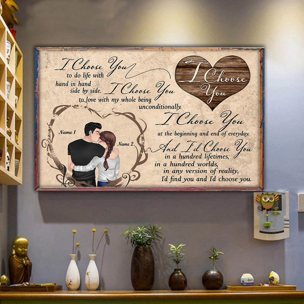 Couple Custom Poster I Choose You To Do Life With Hand In Hand Personalized Gift