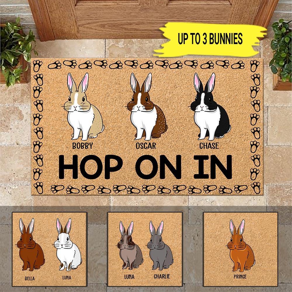 Rabbit Custom Doormat Hop On In Personalized Gift - PERSONAL84