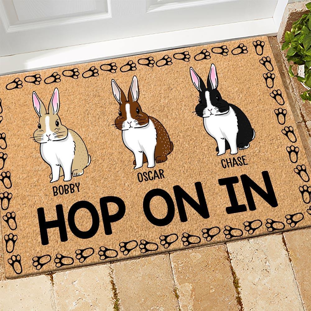 Rabbit Custom Doormat Hop On In Personalized Gift - PERSONAL84