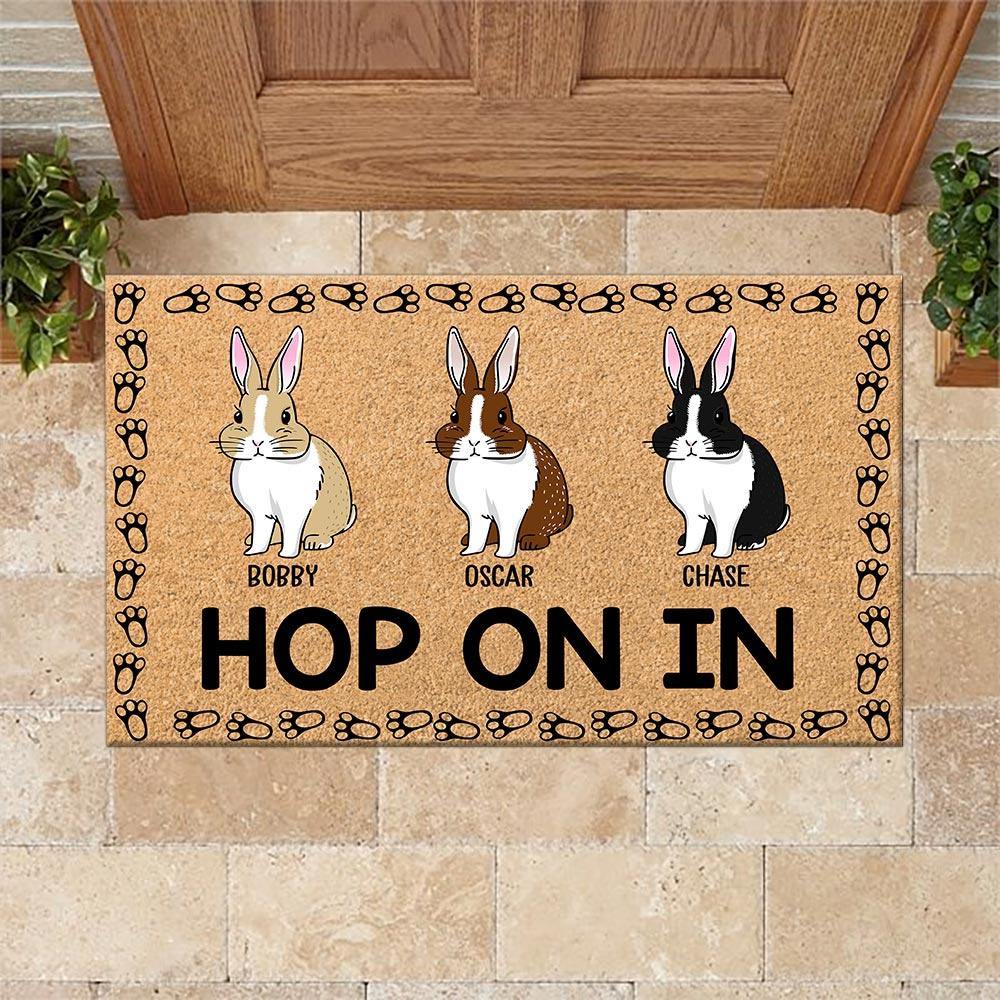 Rabbit Custom Doormat Hop On In Personalized Gift - PERSONAL84