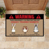 Rabbit Custom Doormat Warning This Property Is Protected By Highly Trained Rabbits Personalized Gift - PERSONAL84