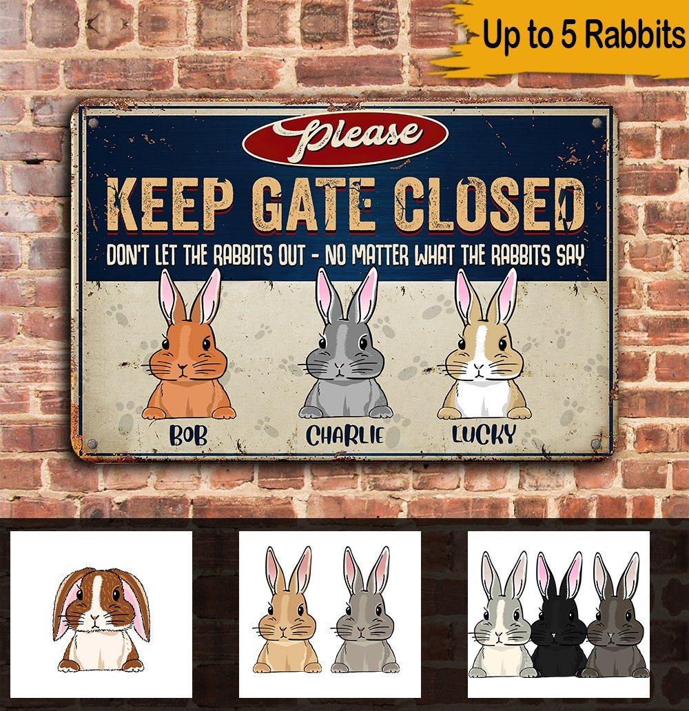 Rabbit Custom Metal Sign Don't Let The Rabbits Out Personalized Gift ...