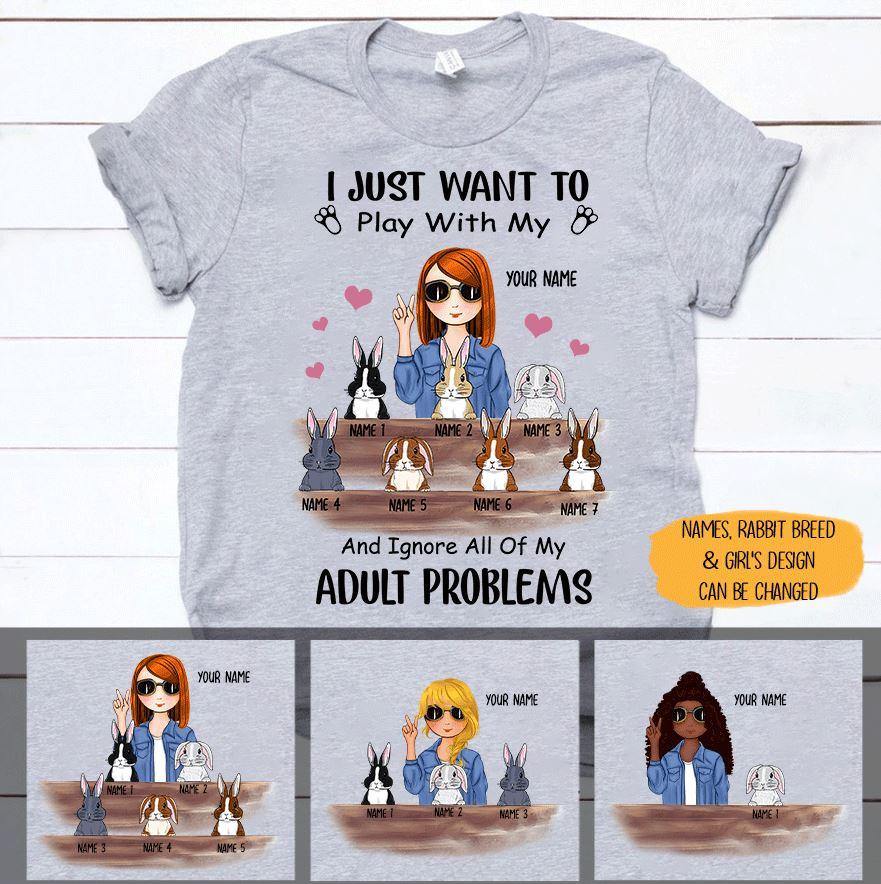 Rabbit Custom T Shirt I Just Want To Play With My Rabbits Personalized Gift - PERSONAL84