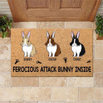 Rabbit Doormat Customized Name And Breed Ferocious Attack Bunny Inside Personalized Gift - PERSONAL84