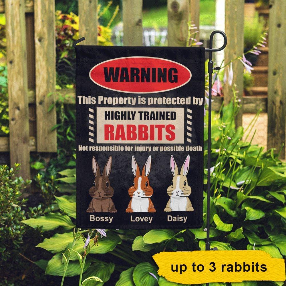 Rabbit Garden Flag Customized This Property Is Protected By Rabbits Personalized Gift - PERSONAL84