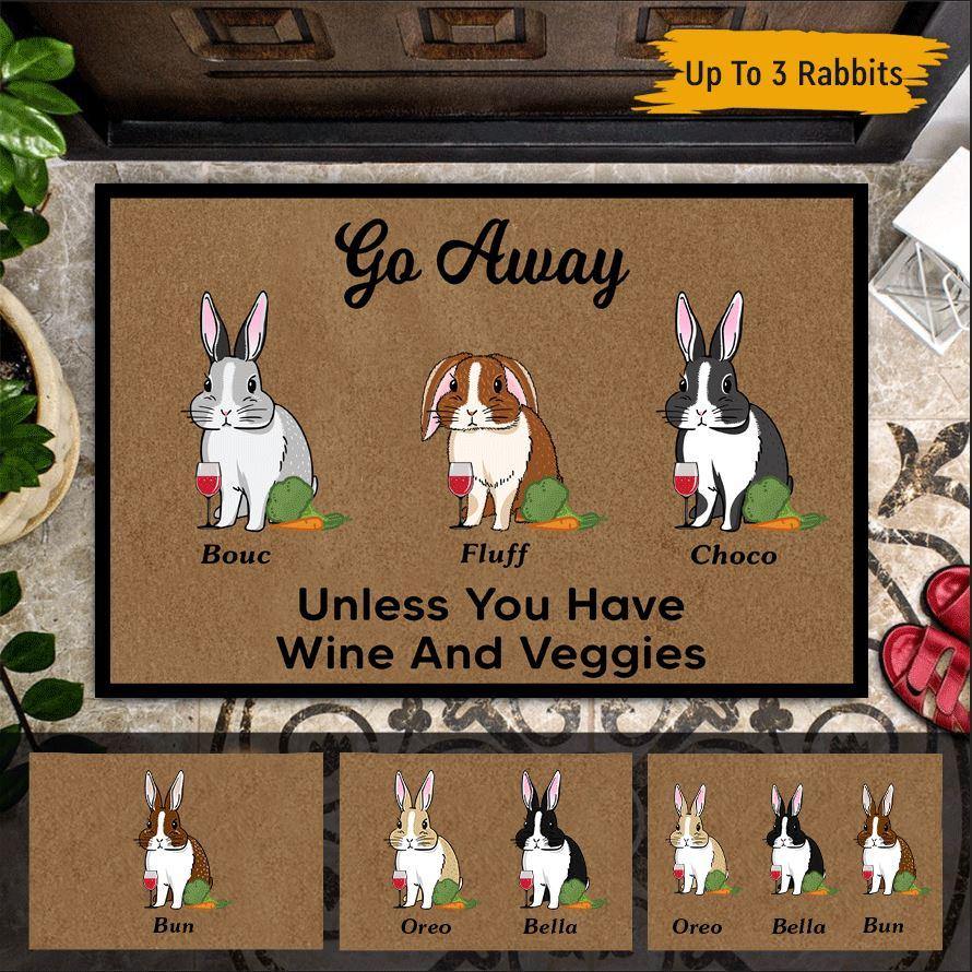 Rabbit Wine Custom Doormat Go Away Unless You Have Wine And Veggies - PERSONAL84