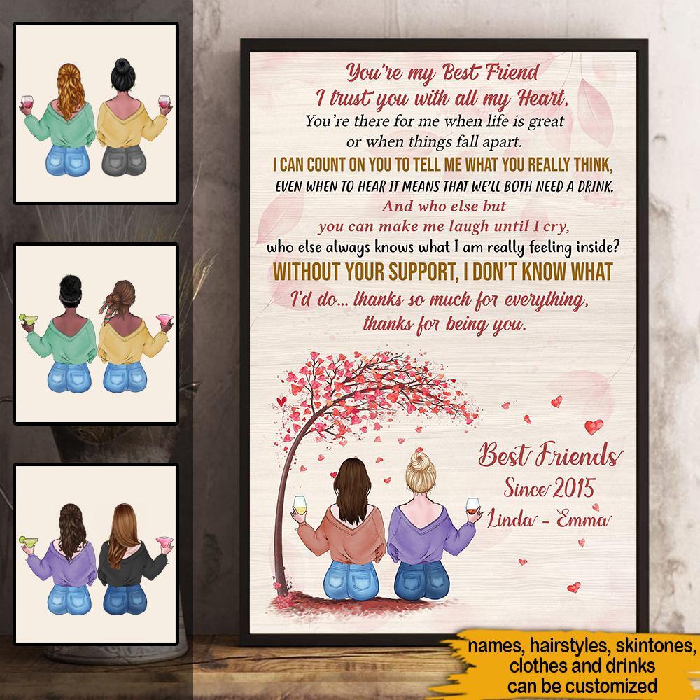 Sibling Bestie Custom Poster You're My Best Friend I Trust You With All My Heart Personalized Gift - PERSONAL84