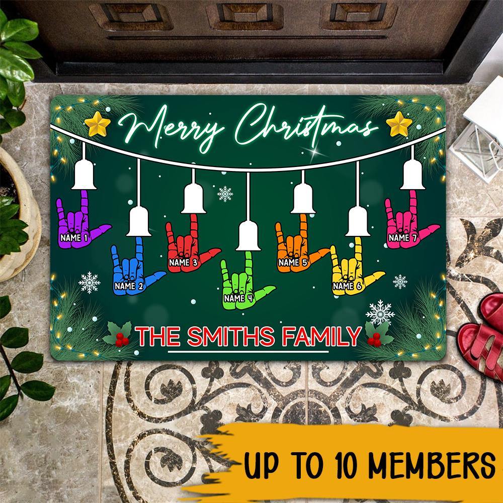 Sign Language Custom Doormat Merry Christmas Personalized Gift - PERSONAL84