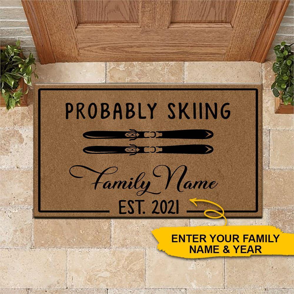 Skiing Custom Doormat Probably Skiing Personalized Gift - PERSONAL84