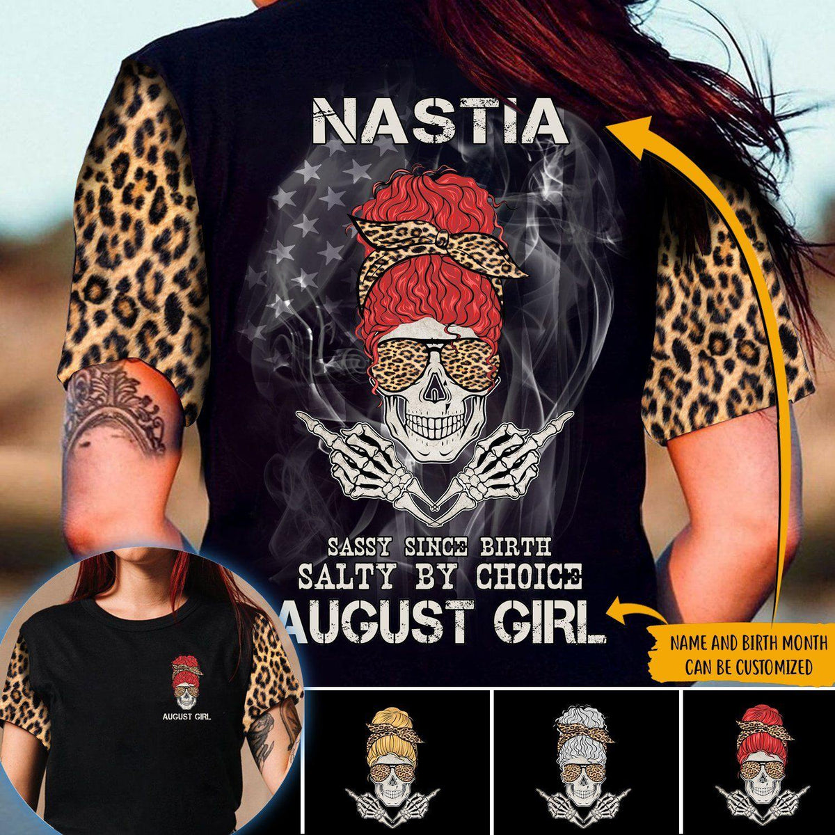 Skull Birth Month Custom All Over Printed Shirt Sassy Since Birth Salty By Choice Personalized Gift - PERSONAL84