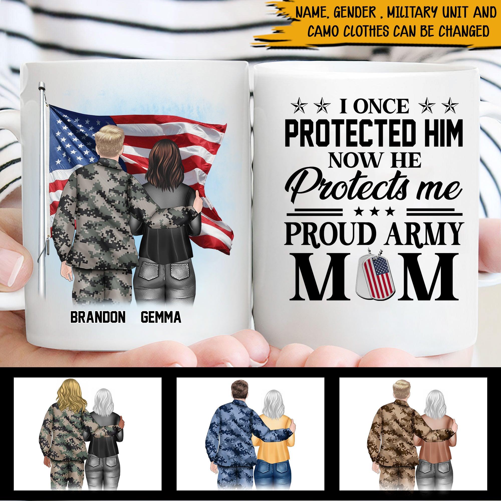Soldier's Mom Custom Mug I Once Protected Him Now He Protects Me Personalized Gift - PERSONAL84