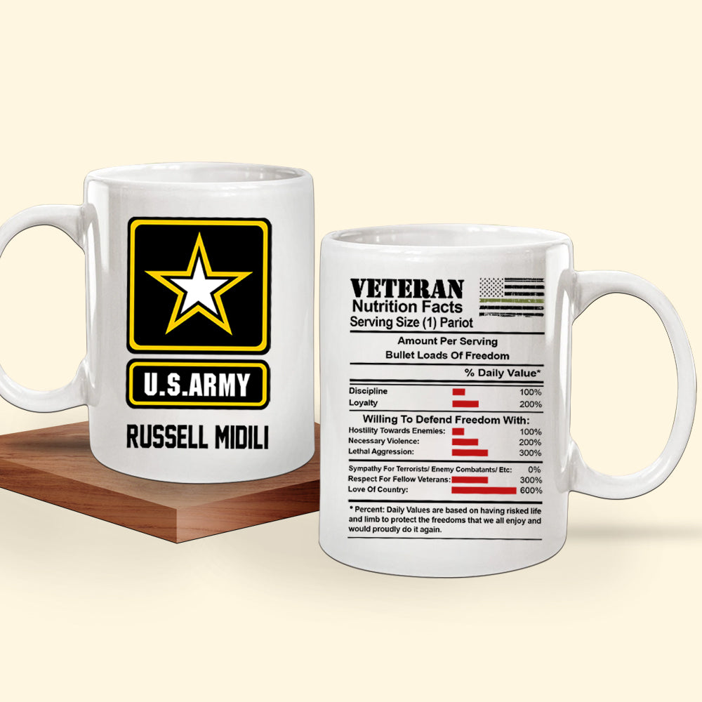 Veteran Custom Mug Nutritions Facts Personalized Gift