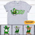 St. Patrick's Day Cats Custom T Shirt Lucky Cats Personalized Gift - PERSONAL84