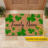St.Patrick&#39;s Day Doormat Customized Shamrock Pattern Personalized Gift - PERSONAL84