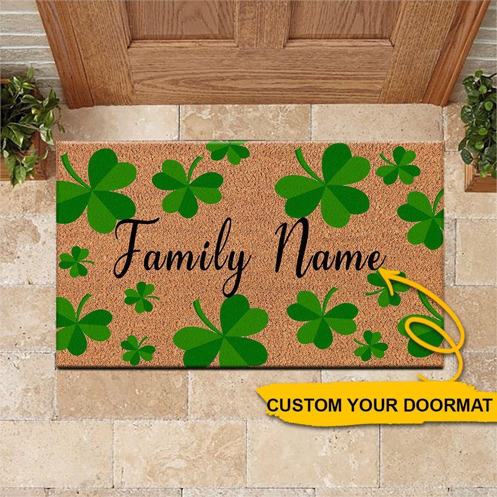 St.Patrick's Day Doormat Customized Shamrock Pattern Personalized Gift - PERSONAL84