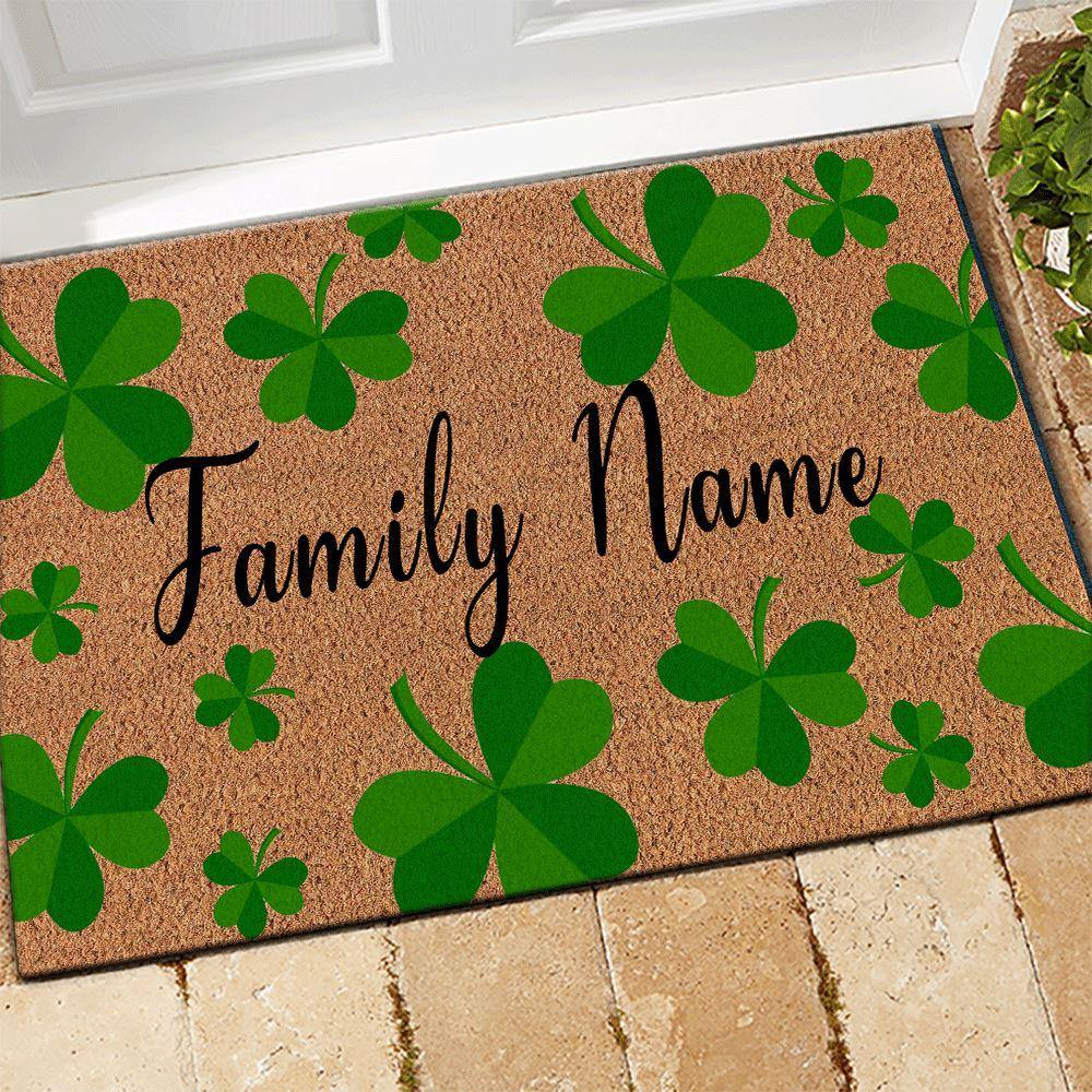 St.Patrick's Day Doormat Customized Shamrock Pattern Personalized Gift - PERSONAL84