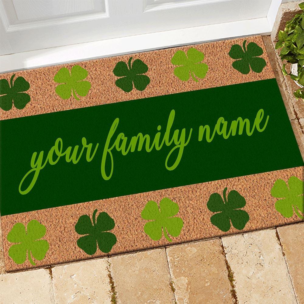 St. Patrick's Day Doormat Customized Shamrock St. Patrick's Day Personalized Gift - PERSONAL84