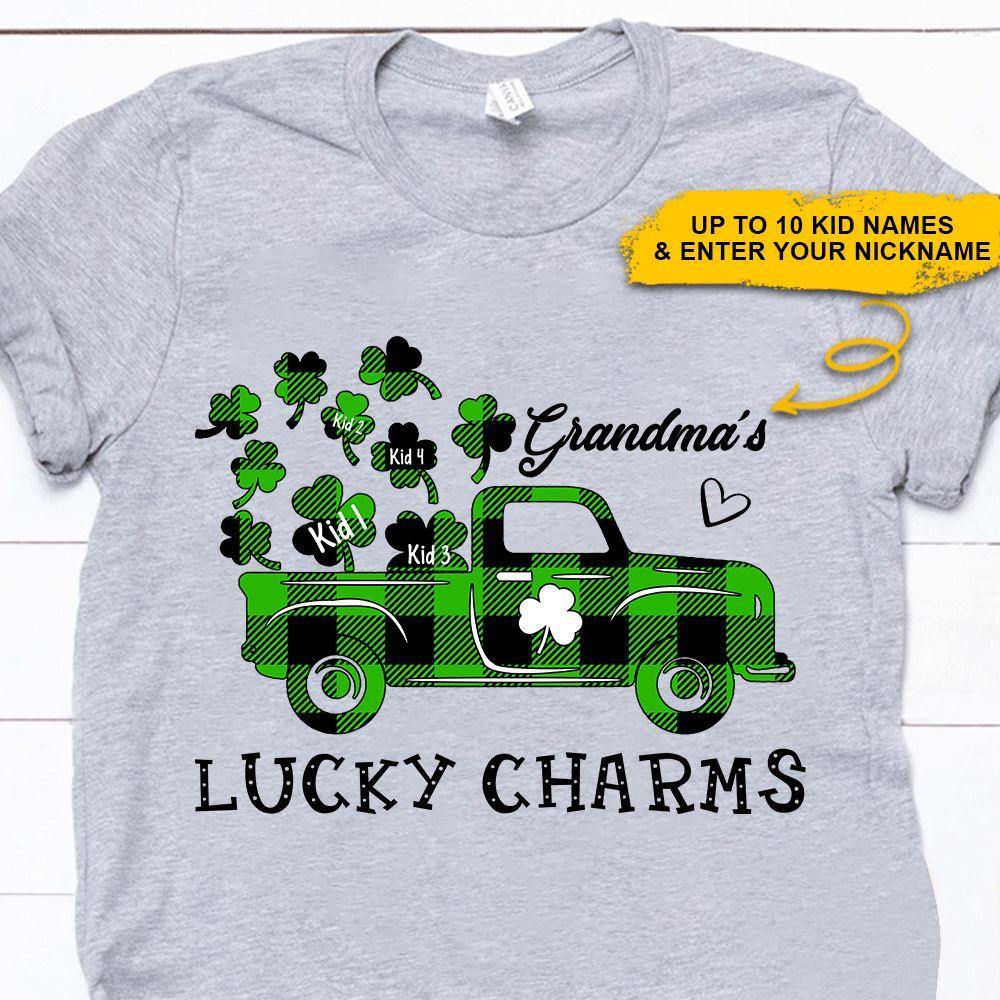 St. Patrick's Day Grandma Custom T Shirt Nana's Lucky Charms Personalized Gift - PERSONAL84