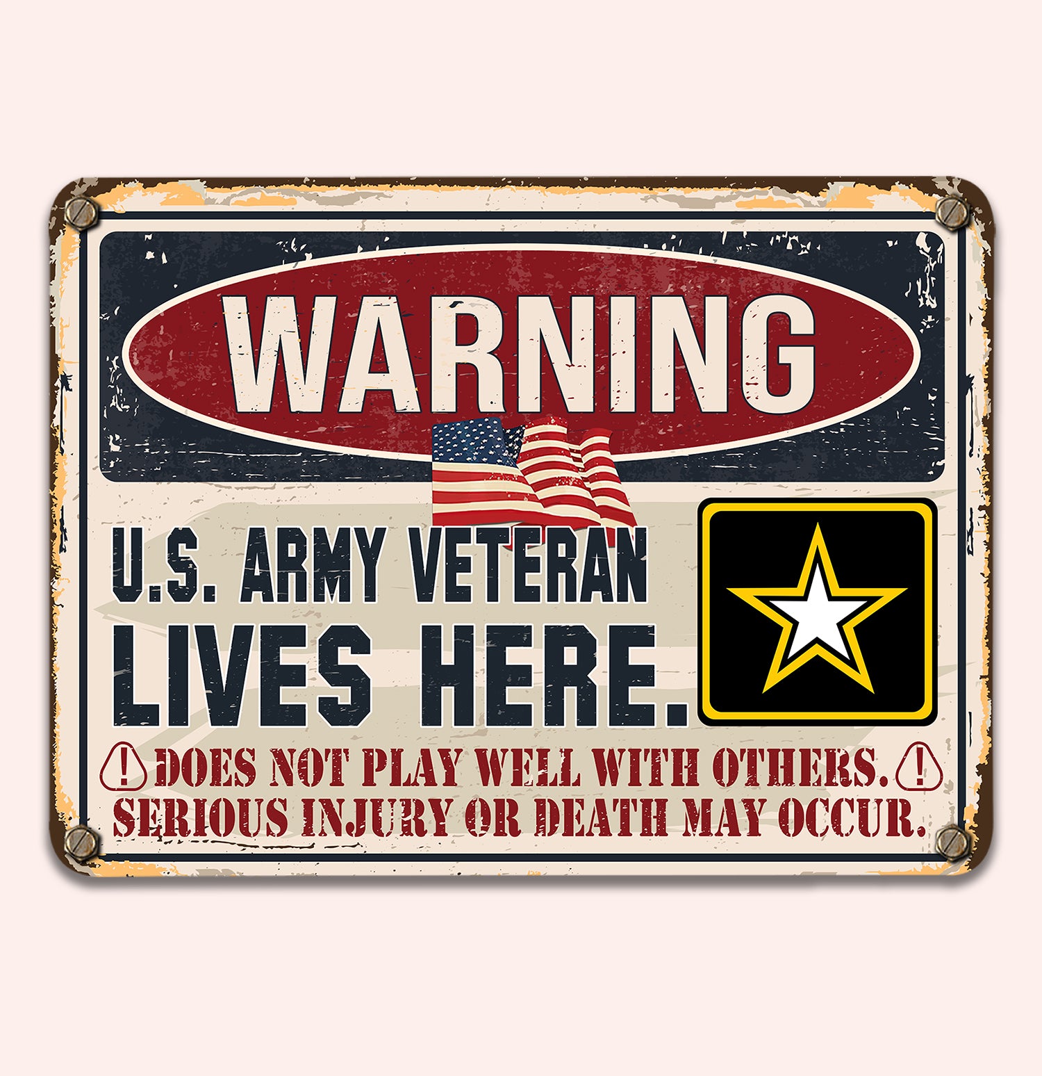 Veteran Custom Metal Sign U.S Military Veteran Lives Here Personalized Gift