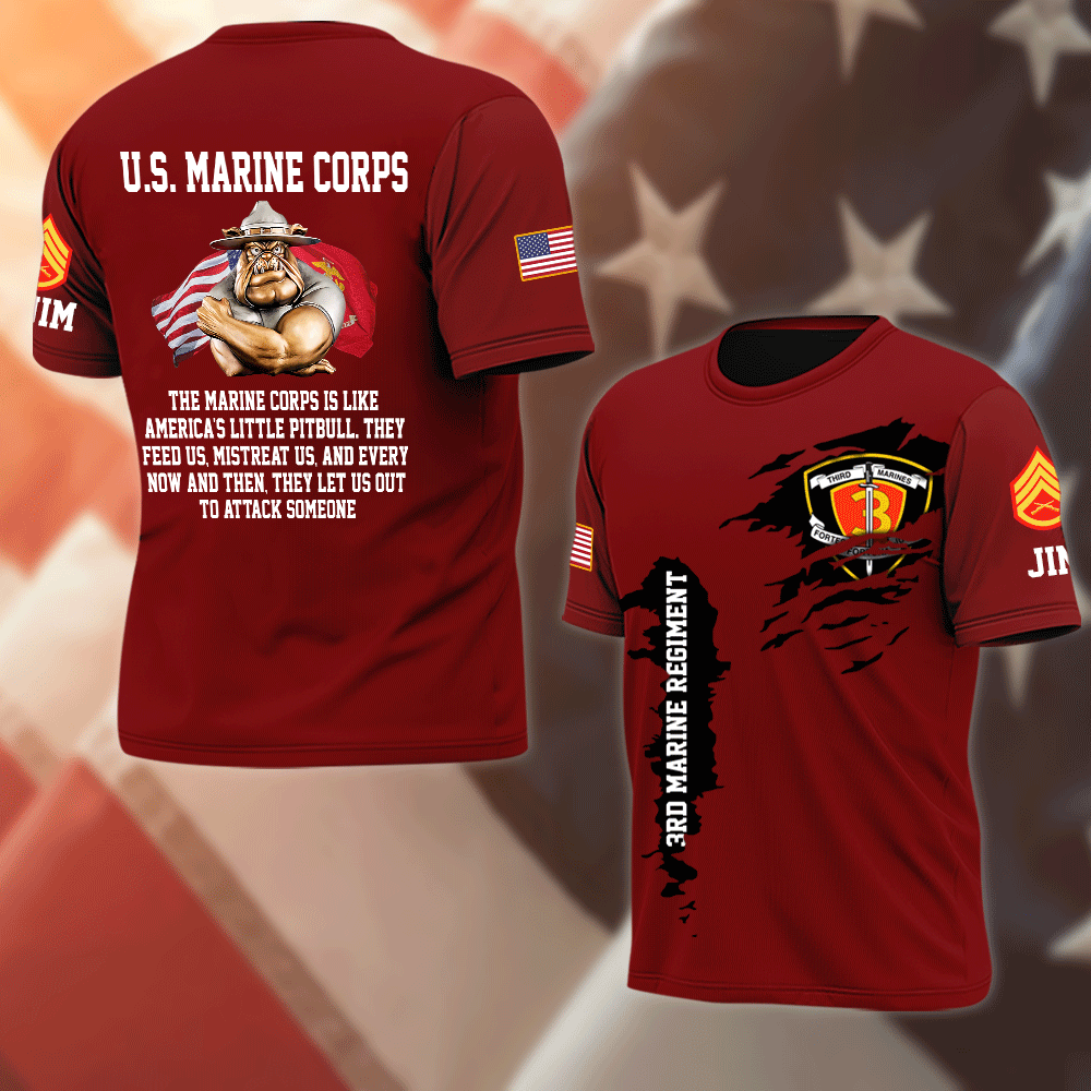 U.S Marine Custom All Over Printed Shirt The Marine Corps Is Like America's Little Pitbull