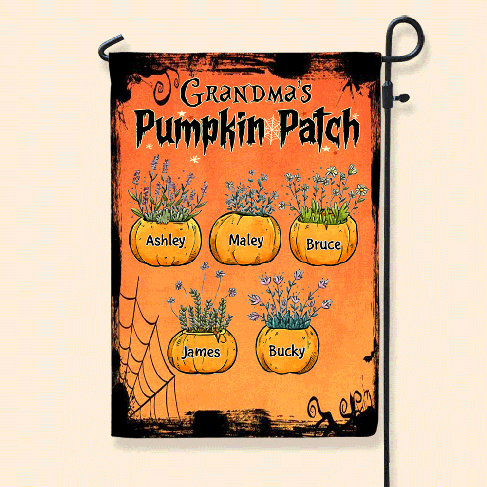 Halloween Custom Garden Flag Grandma's Pumpkin Patch Personalized Gift