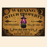 Witch Custom Doormat Warning Witch Property Personalized Gift for Halloween