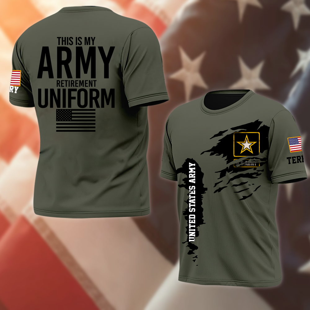 Veteran Custom All Over Printed Shirt This Is My Retirement Uniform Personalized Gift