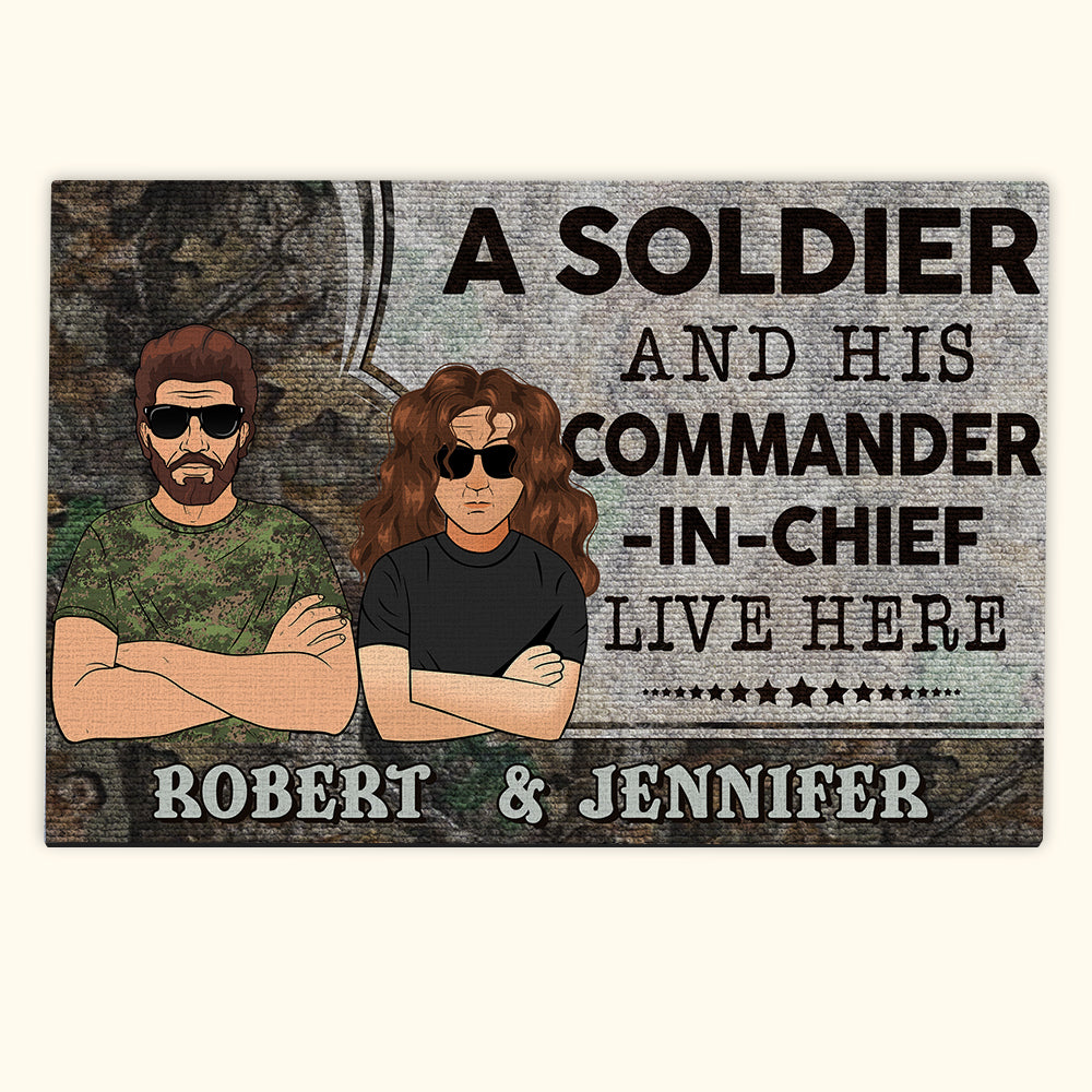 Veteran Custom Doormat A Veteran And His Commander-In-Chief Live Here Personalized Gift