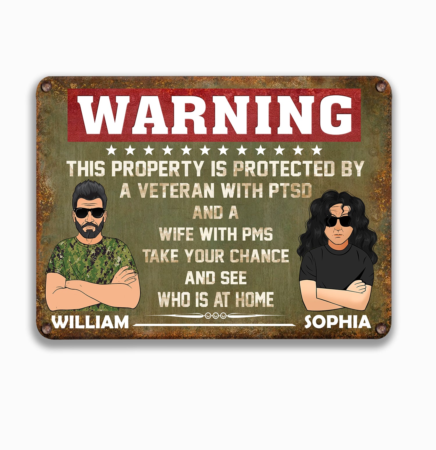 Funny Veteran Couple Custom Metal Sign Personalized Gift