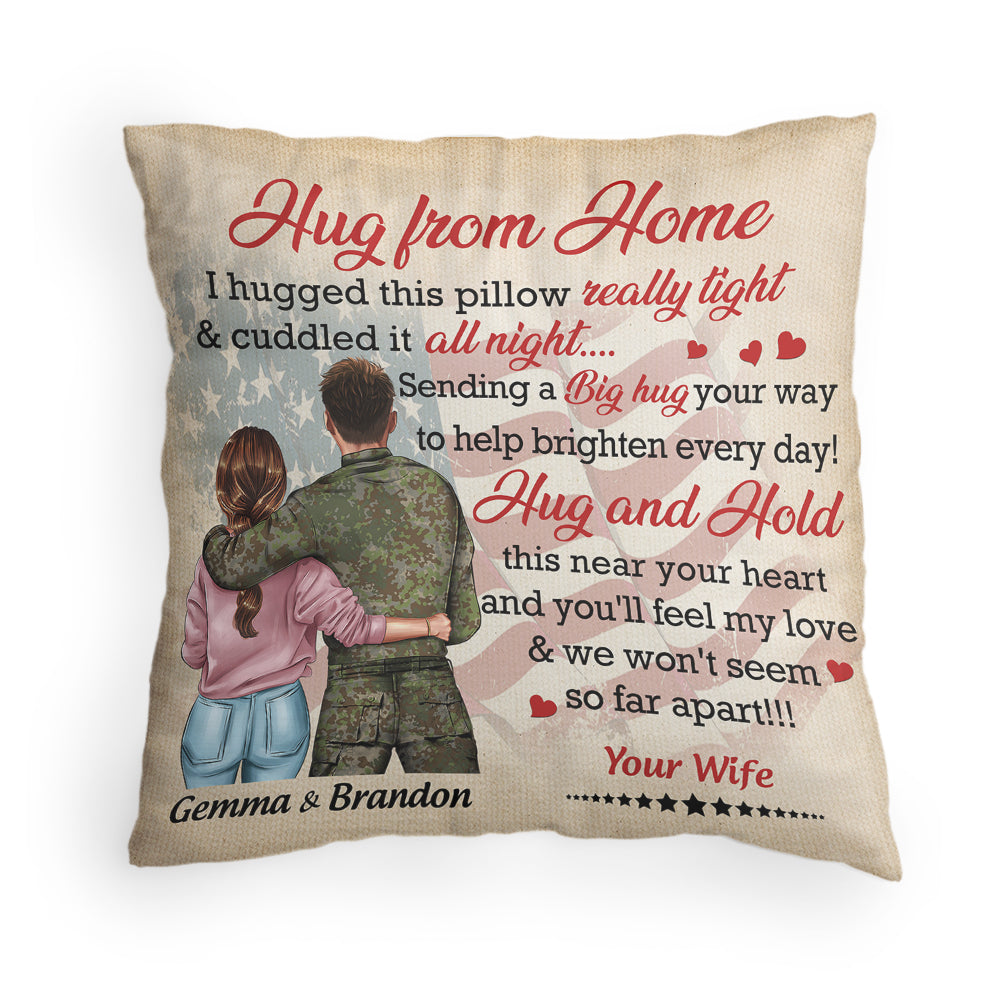 Military Couple Custom Pillow Hug From Home Personalized Gift