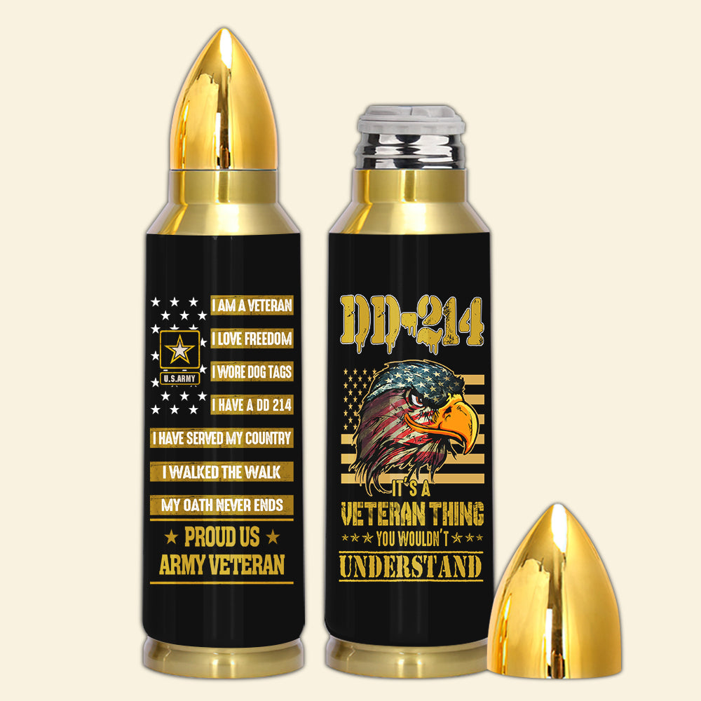 Veteran Custom Bullet Tumbler Proud US Veteran Personalized Gift