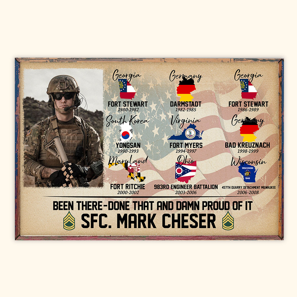 Veteran Custom Poster Memorial Camps and Bases Personalized Gift