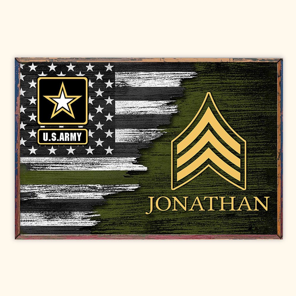 Veteran Custom Poster Logo And Rank Personalized Gift