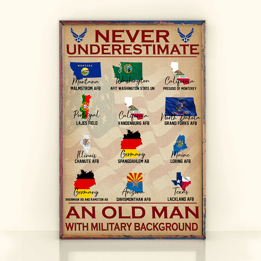 Veteran Custom Poster Never Underestimate An Old Man With Military Background Personalized Gift