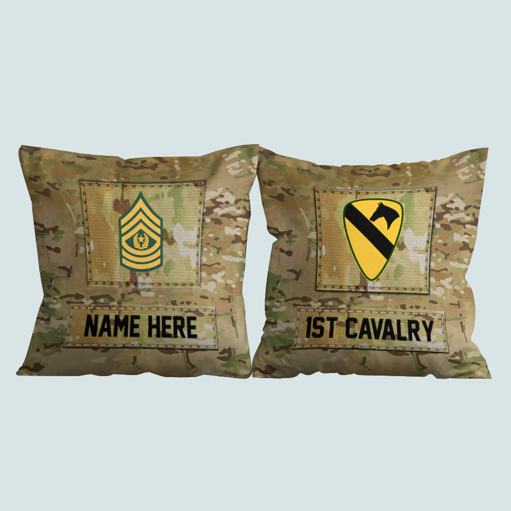 Army Veteran Custom Pillow Division And Rank Personalized Gift