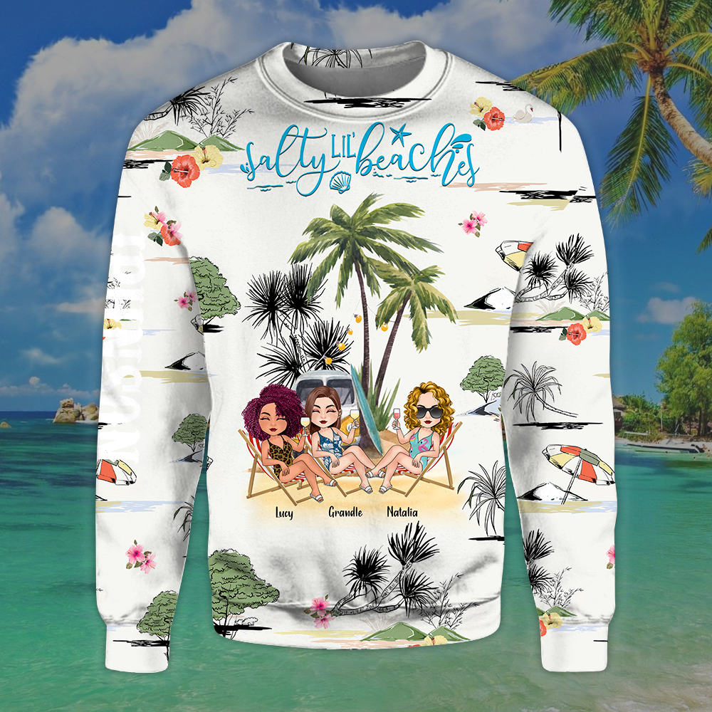 Best Friend Custom All Over Printed Shirt Salty Lil Beach Personalized Gift