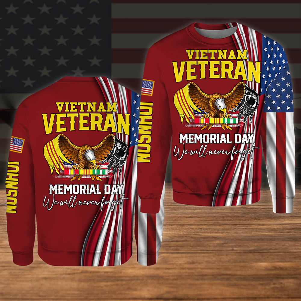 Vietnam Veteran Custom All Over Printed Shirt We Will Never Forget Personalized Gift for Memorial Day