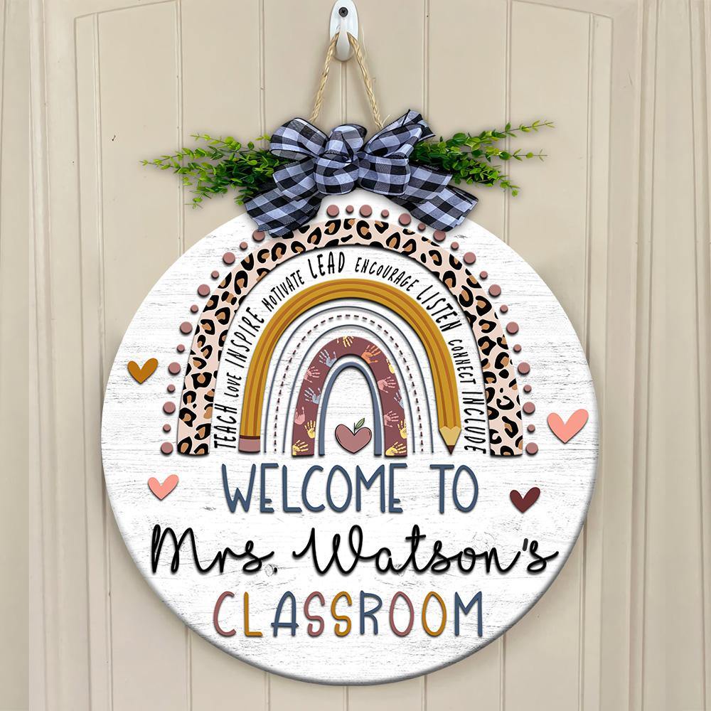 Teacher Custom Sign Welcome Classroom Teach Love Inspire Personalized Gift - PERSONAL84