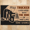 Truck Custom Doormat An Old Trucker Lives Here - PERSONAL84