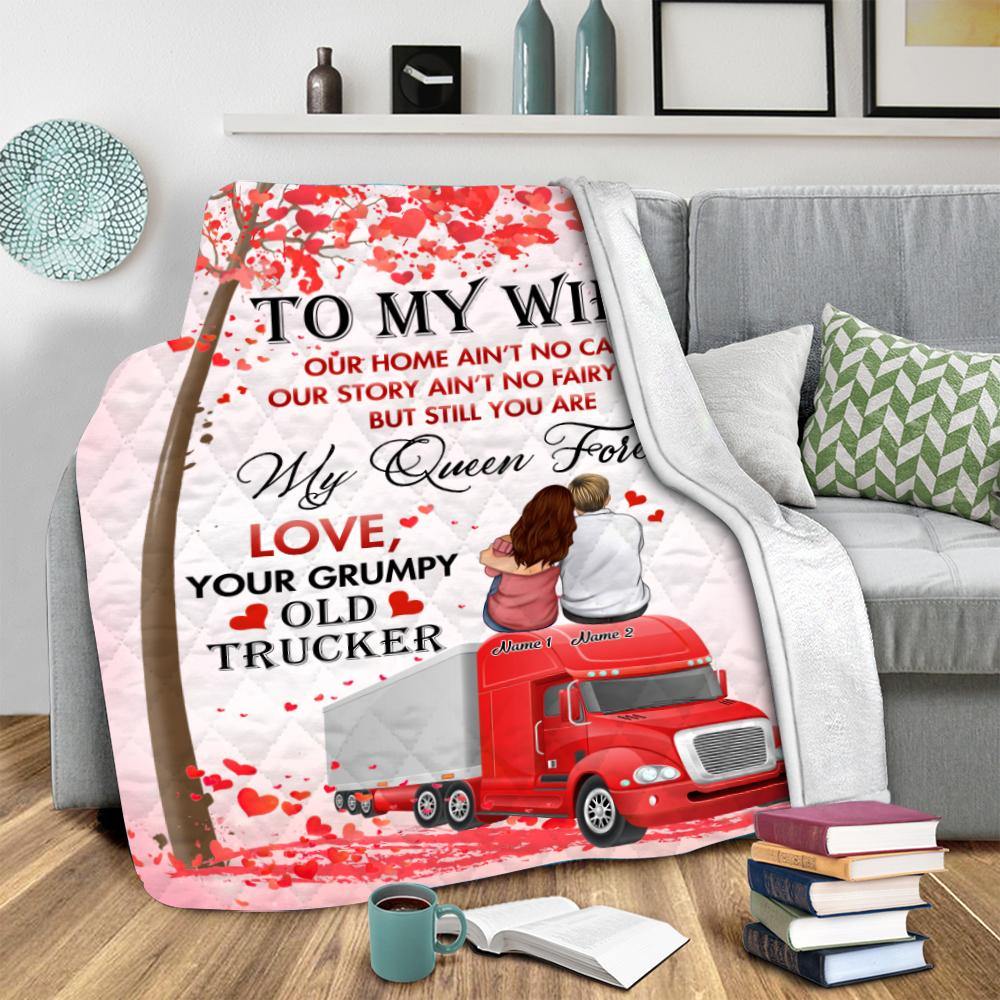 Trucker Custom Blanket Our home Ain't No Castle Your Grumpy Old Trucker Couple Valentine's Day Personalized Gift - PERSONAL84