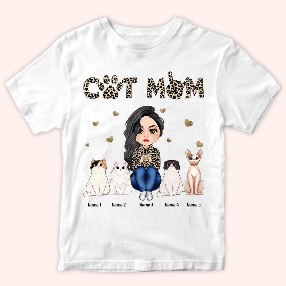 Cat Mom Custom Shirt Leopard Personalized Gift For Cat Lover