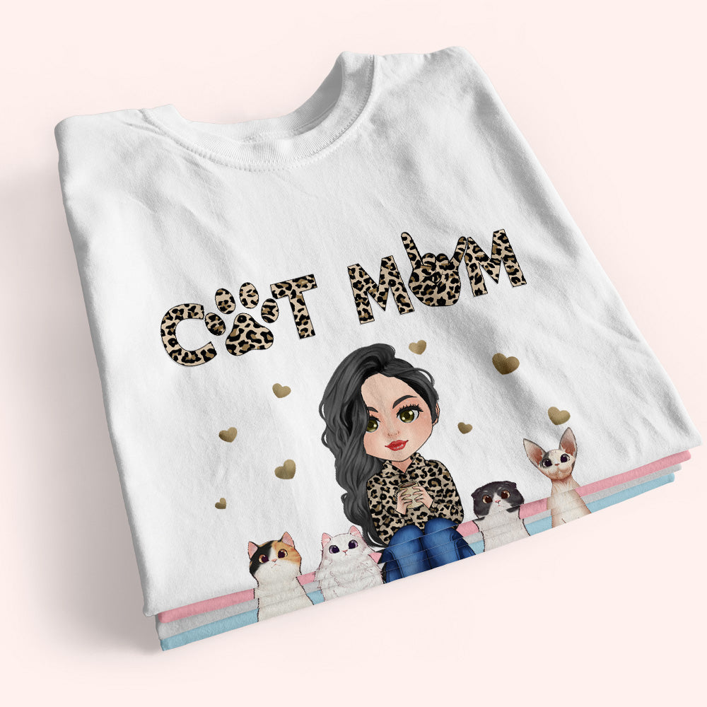 Cat Mom Custom Shirt Leopard Personalized Gift For Cat Lover