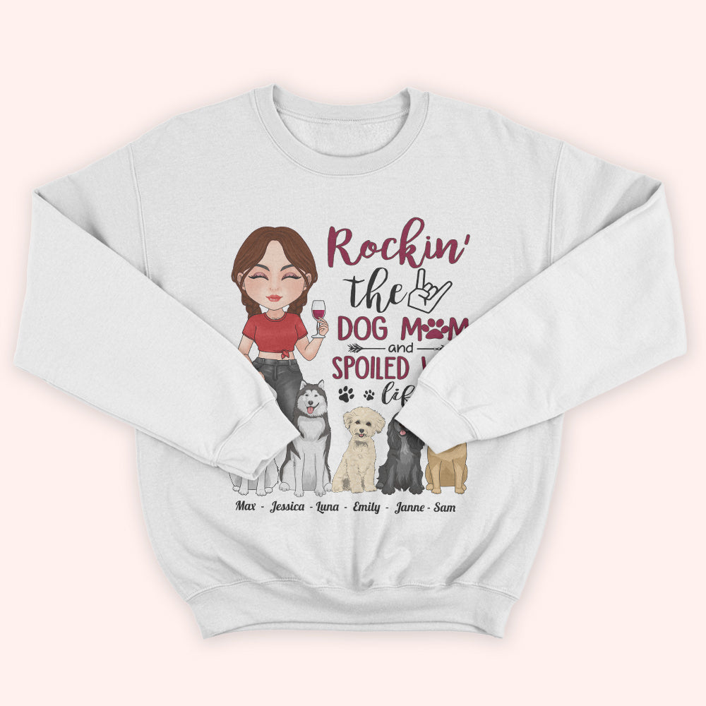 Dog Mom Custom Shirt Rockin The Spoiled Wife And Dog Mom Life Personalized Gift