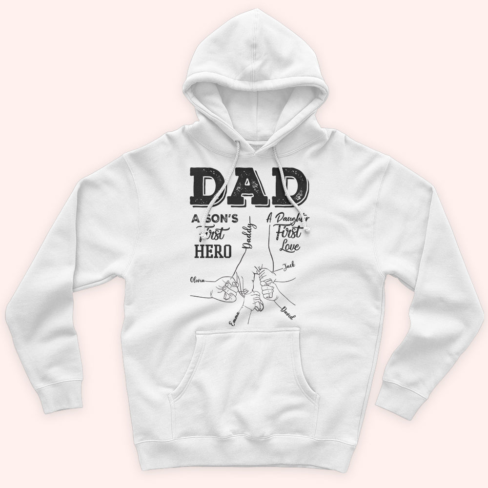 Dad Custom Shirt Son's First Hero Daughter's First Love Personalized Gift